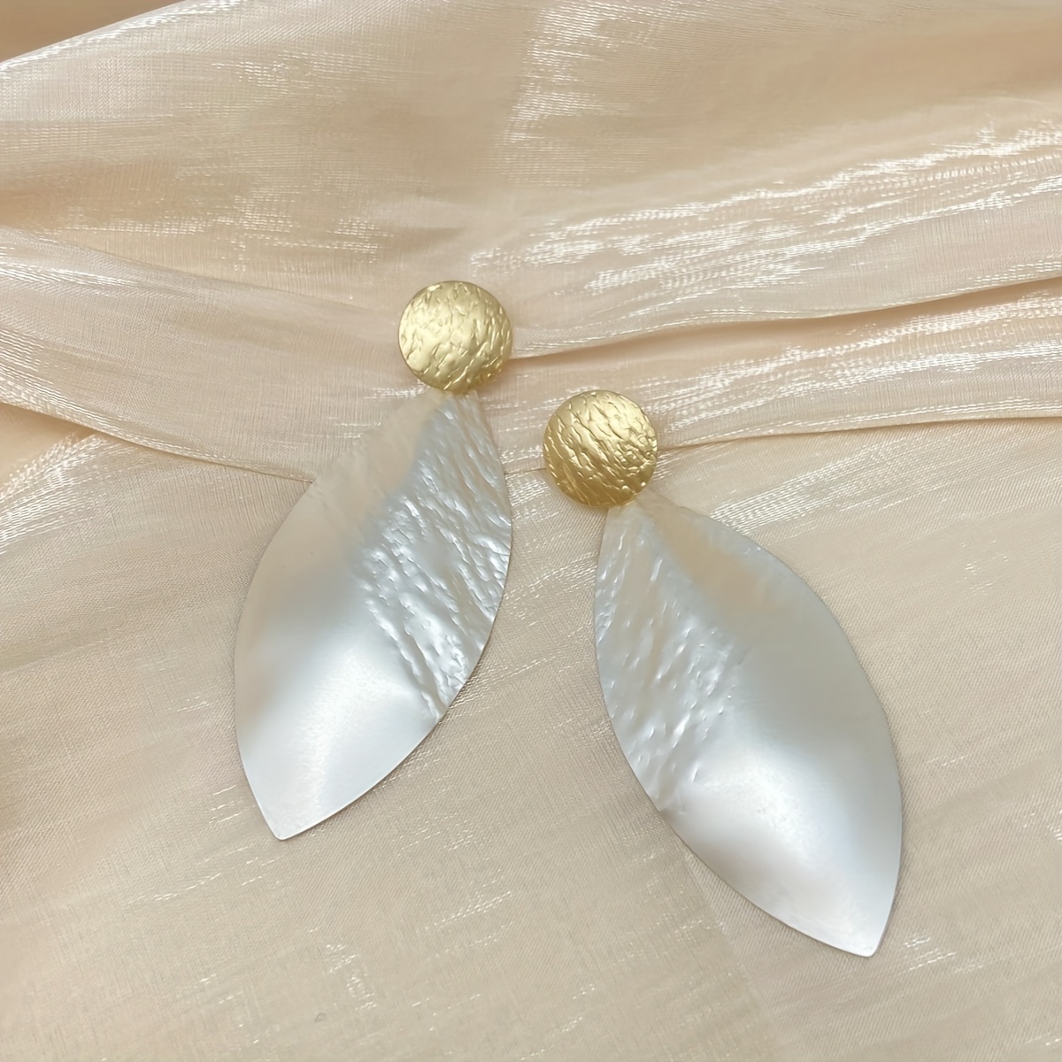 Golden and Silvery Mixed Color Large Pendant Earrings